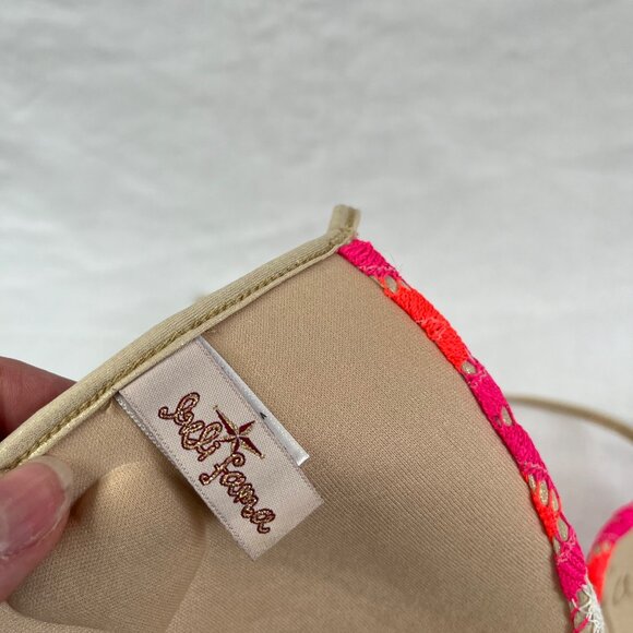 Luli Fama FLAMINGO BEACH Molded Push Up Bandeau Halter Swim Bikini Top Medium - Picture 5 of 10